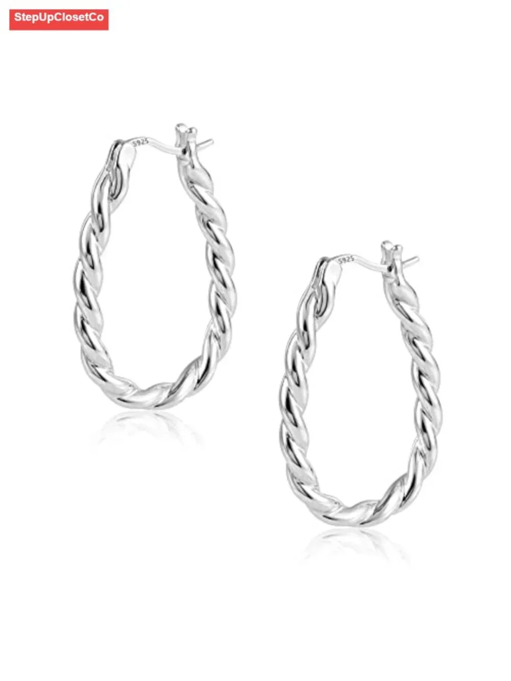 Thick Silver Chunky Hoop Earrings for Women Hypoallergenic Huggie
